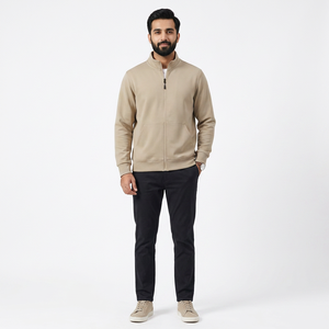 Custom Logo Winter 100% Cotton Thin Style French Terry <b>Long</b> Sleeve Hooded Jacket Zipper <b>Cardigan</b> Work Uniform <b>Men's</b> - Product Image 1