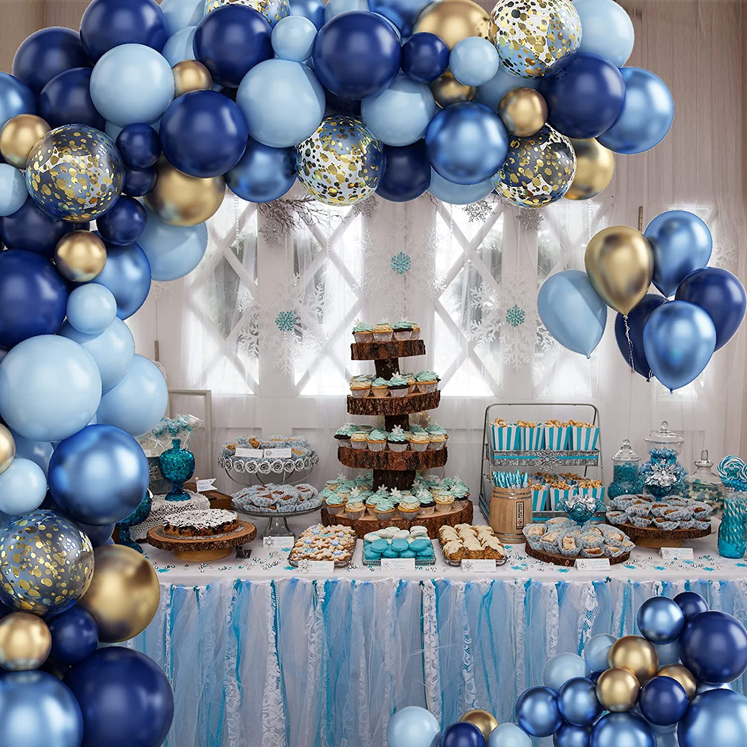 Ghirlanda Decorativa A Bandierine Triangolari 9 Metri, 78 Pezzi, Colori Blu Navy E Beige Oro, Per Feste, Matrimoni, Compleanni, Addii Al Nubilato