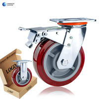 Double Roulement Industriel Heavy Duty Castor 330kgs Chargement 4/ 5/ 6/ 8 Inch Pu Material Caster Wheels Swivel Caster for Trolley