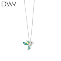 Collier oiseau colibri en argent sterling 925 Collier pendentif vert
