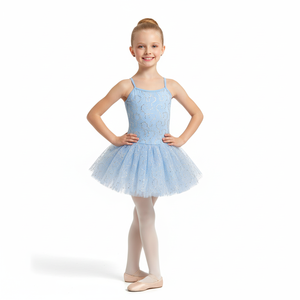 Girls Light <b>Blue</b> <b>Glitter</b> Ballet Tutu Dress Kids Sequin Pattern Dance Costume for Ballet Classes & Recitals - Product Image 1