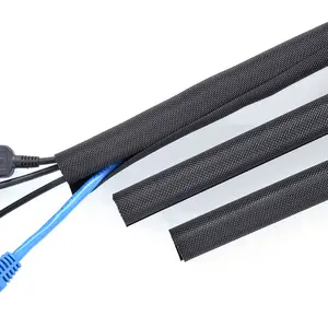 JDD-SCS Self-Closing Wrap Around Cable Split weaving Wire Cable Management Sleeve