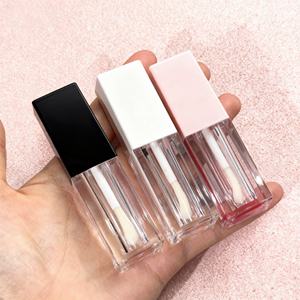 Tube de rouge à lèvres carré vide personnalisé avec logo, conteneur transparent pour rouge à lèvres avec grande brosse, vente en gros - Product Image 1