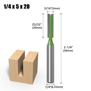 Cortador de ranurado recto de vástago de 6 mm de hoja doble individual, broca de enrutador de carpintería de vástago 1/4, cabezal de herramienta de máquina 2 en 1 - Product Image 5