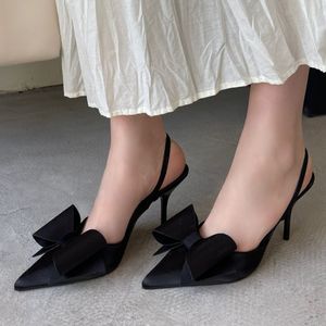 35-43 Bow Slingback Talon <b>Red</b> Color Trending 2025 Women Low <b>Heels</b> for Ladies Shoes - Product Image 4