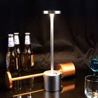 Lâmpada de mesa de led alumínio recarregável, luz sem fio embutida na bateria