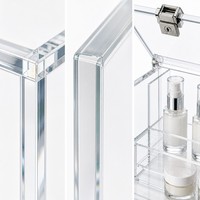 Vitrine de présentation rectangulaire moderne en acrylique Calic avec serrure, boîte de comptoir transparente à couvercle rabattable pour sérum et crème, vente au détail, taille personnalisée, OEM