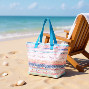Borsa da Spiaggia in PVC Impermeabile con Stampa Digitale Stile Etnico 61x38x25cm con Tracolla - Product Image 2