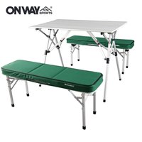 Banc de pique-nique en aluminium moderne pliable léger, ensemble table et chaises de camping d'extérieur, mobilier d'extérieur portable robuste