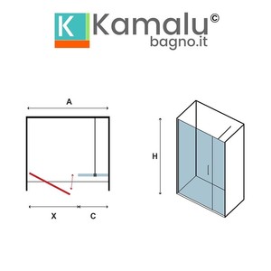 Kamalu KAM-P5000 moderna porta doccia senza cornice 121-124cm cornice nera opaca con ghiaione in seta - Product Image 2