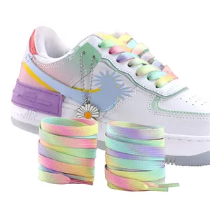 <span class=keywords><strong>Lacets</strong></span> plats en polyester arc-en-ciel, 9 couleurs, imprimé dégradé pour chaussures de sport décontractées - Product Image 1