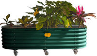 Bac à légumes auto-arrosant surélevé 120x60x38cm en acier galvanisé sur roulettes avec système d'irrigation par capillarité