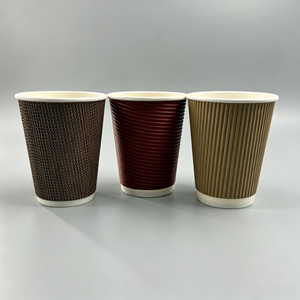 Gobelets à café en papier métallisé de luxe à double paroi, revêtement PE, imperméables, logo personnalisé, fabrication en usine - Product Image 3