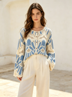 Cardigan long à manches longues en crochet floral vintage pour femme, style ouvert et ajouré, idéal pour l'été