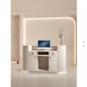 2025 New Best Selling Custom Reception Desk Beauty Salon Counter <b>Small</b> Reception <b>Table</b> Nail Salon Circular Reception Desk - Product Image 5