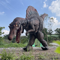 Costume de dinosaure Spinosaurus bleu réaliste grandeur nature personnalisé en métal pour centre commercial, école, usage intérieur/extérieur, public