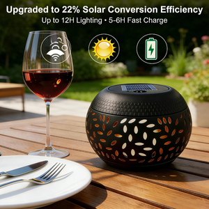 โคมไฟตั้งโต๊ะโซลาร์เซลล์กลางแจ้ง IP65 กันน้ำ ลายเปลวไฟเต้นรำ แสงไฟตกแต่งโลหะสีดำ สำหรับโต๊ะทำงาน ระเบียง สวน - Product Image 4