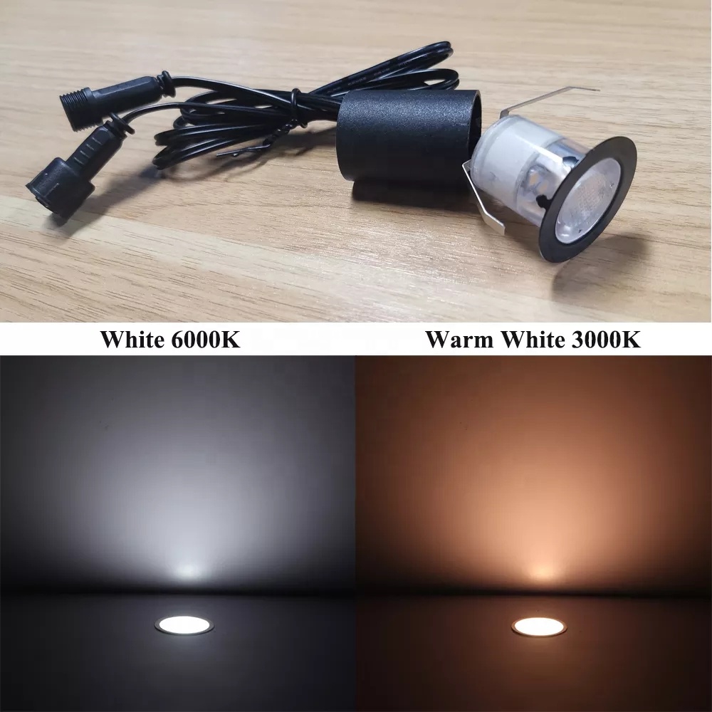 12V 1W RGBW Wifi Adjustable Outdoor Buried Floor Round Step Inground  Garden Led Deck Lights with black finishing