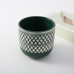 Planteur de fleurs de petite dimension, 12 pièces, décoration de bureau d'hôtel bon marché, vert mat, <span class=keywords><strong>avec</strong></span> gaufré - Product Image 3