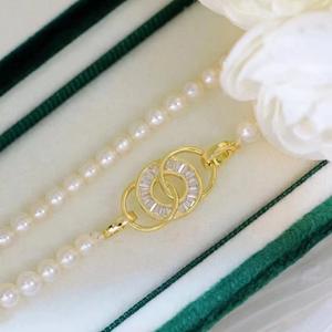 Handmade S925 Sterling Silver Necklace with <b>Fashionable</b> Bead Buckle DIY Pearl Accessories for <b>Sweater</b> <b>Chains</b> Wenchi Model 25016 - Product Image 1