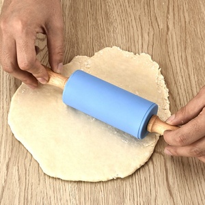 Small Size Kids Play Children's Play Dough <b>Tools</b> Wooden Silicone <b>Rolling</b> Pin Mini <b>Rolling</b> Pin - Product Image 2