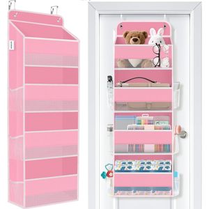 Organizador para colgar sobre la puerta de 4 niveles con 6 bolsillos laterales para habitación infantil, dormitorio o cuarto de niños - Product Image 1
