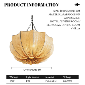 Lámpara Colgante LED Decorativa Blanca de Lujo para Comedor, Hogar u Hotel, con Tela Brillante - Product Image 2