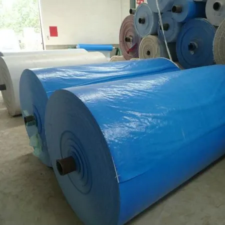 Rollo de lona azul de doble cara en stock de fábrica 2023, resistente al agua, impermeable, capa de HDPE, rollo de lona de PE