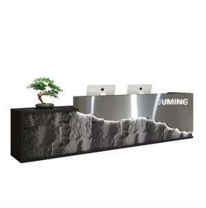 Custom Modern Stainless Steel Marble Commercial Office L Shape Front <b>Reception</b> Desk for Spa Hotel - Product Image 1