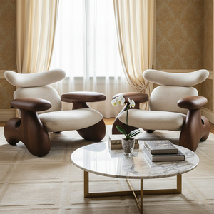 Poltrona Moderna <span class=keywords><strong>di</strong></span> <span class=keywords><strong>Design</strong></span> con Struttura in Legno Massello e Imbottitura Morbida <span class=keywords><strong>per</strong></span> Reception <span class=keywords><strong>di</strong></span> Hotel e Arredamento <span class=keywords><strong>Soggiorno</strong></span> - Product Image 4