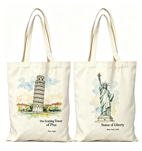 Sacs fourre-tout en toile personnalisés avec logo OEM pour souvenirs de ville, sacs de courses réutilisables en coton pour boutiques touristiques, sacs écologiques - Product Image 1