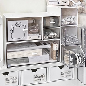 MM Modern vierkante plastic transparante opbergbox voor op het bureau, ladetype, voor schrijfwaren, cosmetica, bureau-organizer - Product Image 1