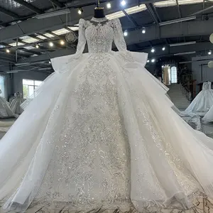 Jancember MN113 Luxury Sequin Beaded Sexy Designer Plus Size Bridal Dress Wedding Dresses