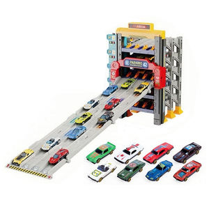 Circuit de course automatique avec parking, ensemble de jeu de <span class=keywords><strong>garage</strong></span> avec 8 <span class=keywords><strong>voitures</strong></span> en alliage, ensemble de véhicules de course pour enfants - Product Image 2