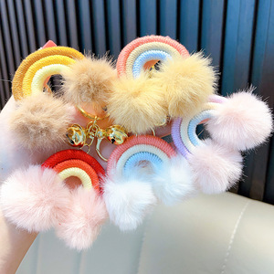 Arc-en-ciel fait à la main <span class=keywords><strong>macramé</strong></span> porte-clés tissage arc-en-ciel boho <span class=keywords><strong>pompon</strong></span> porte-clés pour femmes sac portefeuille sac à main breloques accessoire pendentif - Product Image 2