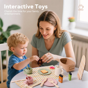 Nouvel ensemble de jeu de thé en silicone et bois pour tout-petits avec aliments en <span class=keywords><strong>feutre</strong></span>, biscuits, desserts scandinaves, jouets de cuisine, cadeaux pour enfants - Product Image 6
