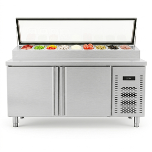 Table de préparation commerciale en acier inoxydable 201 pour sandwichs et <span class=keywords><strong>pizzas</strong></span>, avec réfrigérateur intégré, vente en gros - Product Image 1
