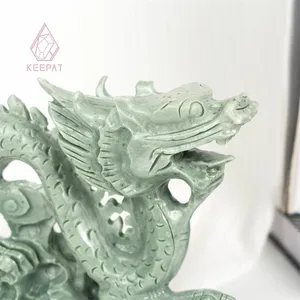Toptan yeni gelenler kristal el sanatları dekorasyon için doğal Xiuyan yeşim ejderha oyma