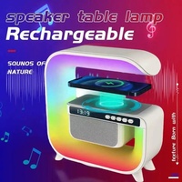 Nuevo Altavoz con Cargador Inalámbrico LED y Lámpara de Escritorio con Reloj, Altavoz Bluetooth con 7 Sonidos Blancos