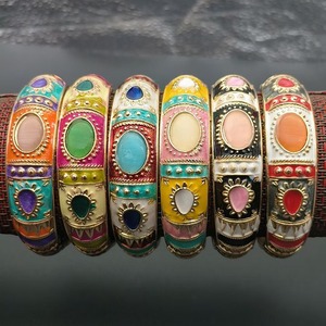 Ensemble de bracelets et joncs ethniques indiens en alliage d'argent tibétain, style vague cachemiri, pour filles, design rétro, origine Yiwu - Product Image 3