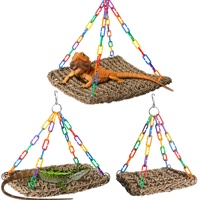 Hamac et balançoire pour reptiles en herbe marine naturelle - Lit suspendu multi-animaux pour le bain de soleil des lézards et l'escalade des perroquets