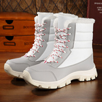 Bottes de neige pour femmes résistantes au gel, fermeture à lacets réglable, rembourrage épais en fausse fourrure, semelle en PU durable antidérapante, OEM ODM