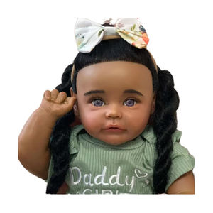 ตุ๊กตา Reborn ซิลิโคนสีดำแบบสมจริงเต็มตัวทำจากไวนิลแบบพิมพ์ขนาดเล็กสำหรับเด็กผู้หญิง - Product Image 1