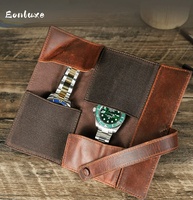 Eonluxe Étui de Voyage Portable pour Montre Mécanique Rectangulaire en Cuir Crazy Horse Vintage à Deux Emplacements, Style Boucle Tendance