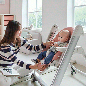 Silla alta para bebé Silla alta portátil con altura ajustable y reclinable con bandeja extraíble - Product Image 1