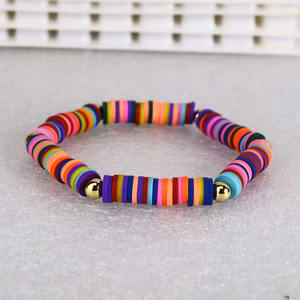 BP1006 di Prova Dei Monili <span class=keywords><strong>Arcobaleno</strong></span> Della Boemia Africano Del Vinile Dischi Del Polimero Disco Heishi Perline <span class=keywords><strong>Braccialetti</strong></span> Elastici - Product Image 5