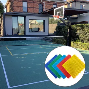 Carreaux de sol pour terrain de sport en plein air Plancher de basket-ball en plastique à emboîtement intelligent en PP pour court de tennis