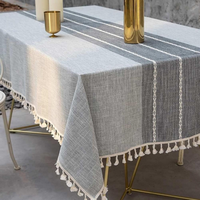 Nappe carrée en coton tissé brodé à pompons, moderne, jetable, personnalisable (couleur et taille), imperméable, directement du fabricant