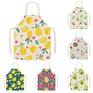 Linen-Like Work <b>Apron</b> with Summer Orange Print Breathable Sleeveless Design Adults & Parent-<b>Child</b> Housework Fruit Pattern <b>Apron</b> - Product Image 1