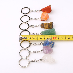 Porte-clés en pierre naturelle mixte Œil de tigre Agate <span class=keywords><strong>Lapis</strong></span>-<span class=keywords><strong>lazuli</strong></span> Tourmaline Pendentif en cristal brut Vente chaude - Product Image 2